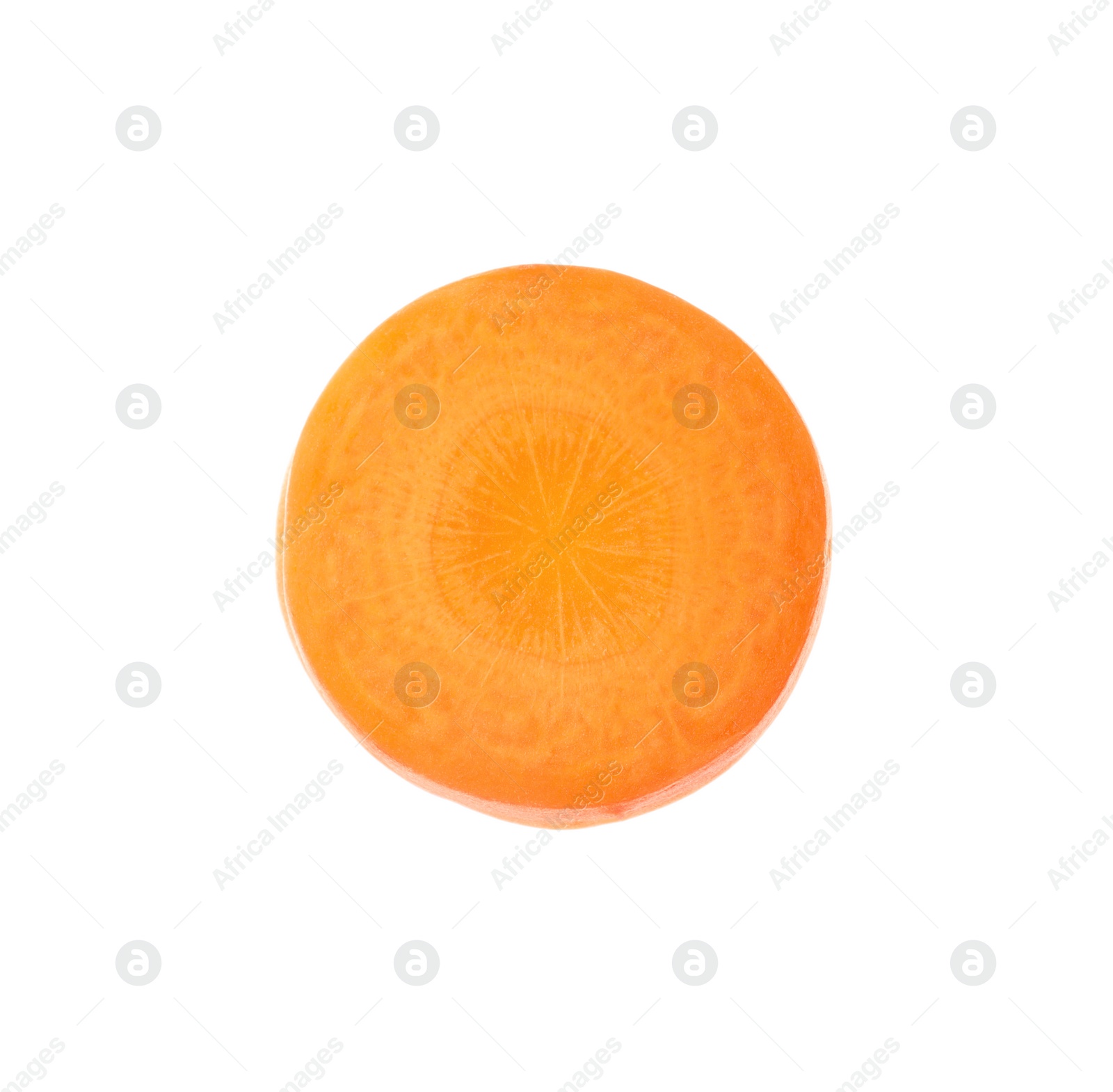 Photo of Slice of fresh ripe carrot isolated on white