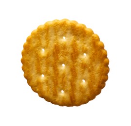 Photo of Tasty crispy round cracker isolated on white