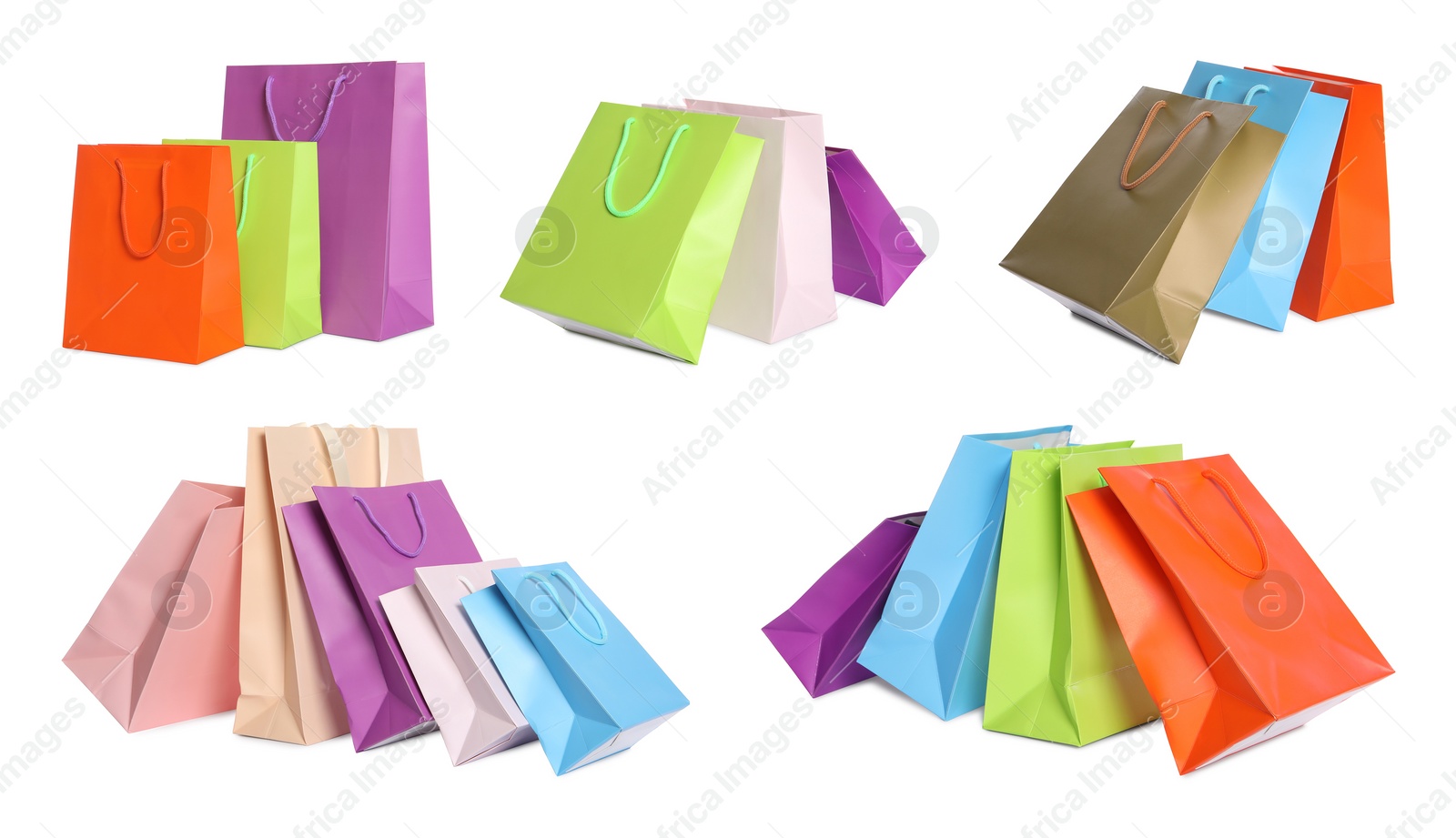 Image of Colorful shopping bags isolated on white, set