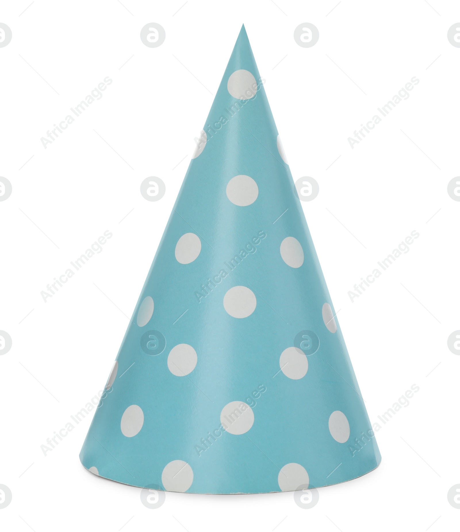 Photo of Bright party hat isolated on white. Festive accessory