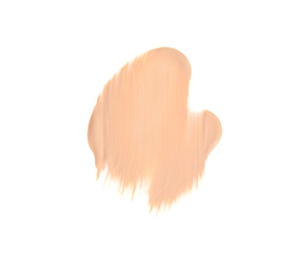 Sample of liquid foundation foundation on white background, top view