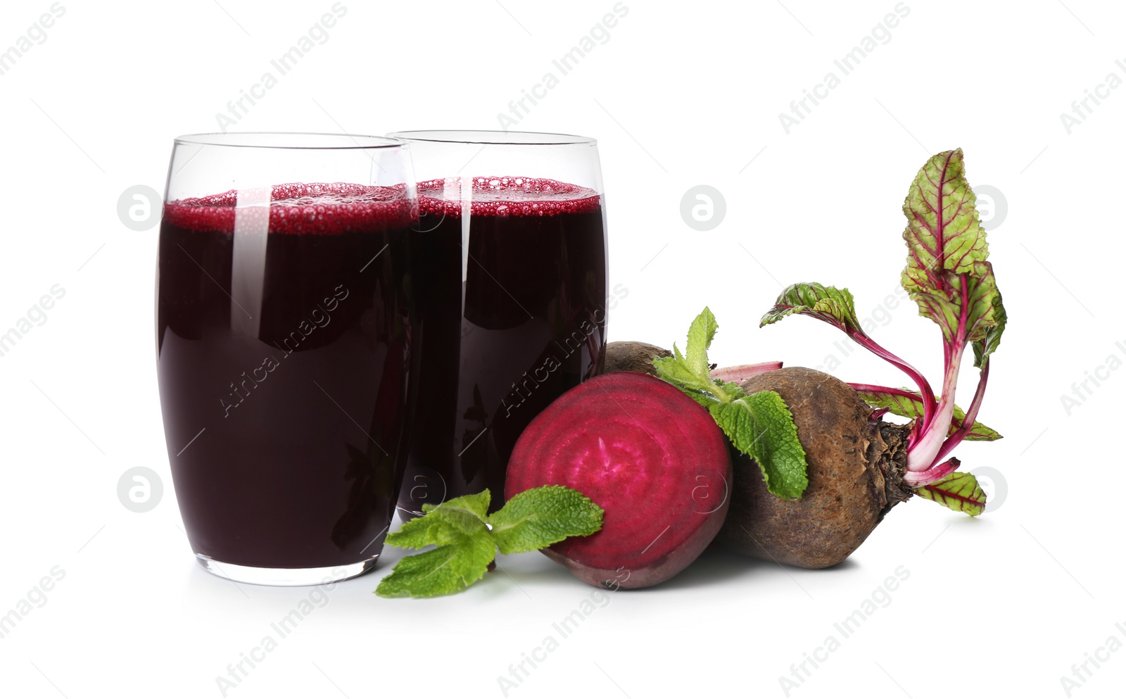 Photo of Freshly made beet juice isolated on white