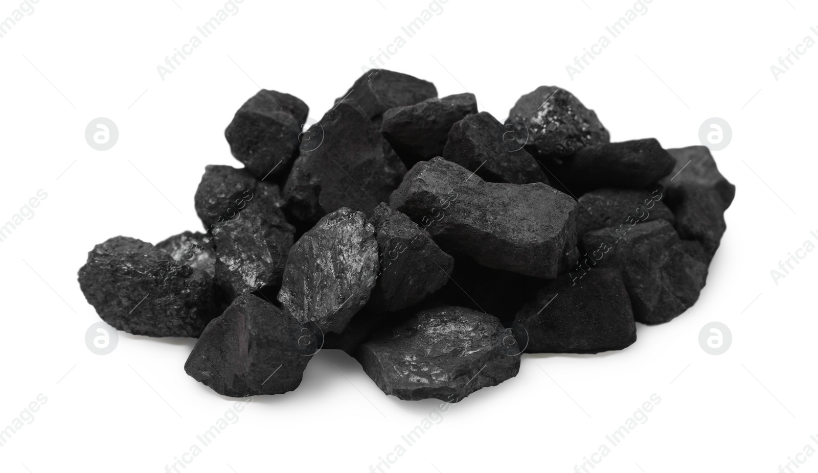 Photo of Pile of black coal isolated on white