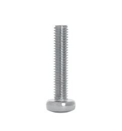 Photo of One metal carriage bolt isolated on white