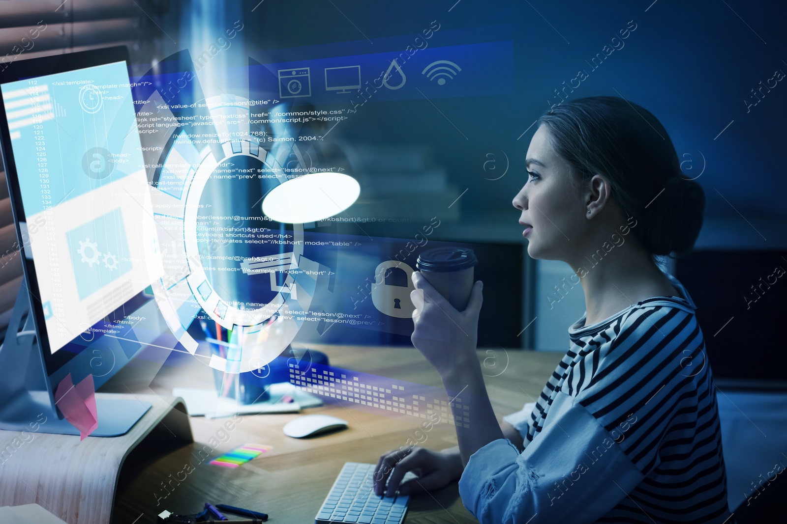 Image of Professional programmer working with computer in office