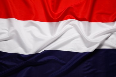 Photo of Flag of Netherlands as background, top view