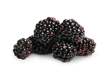 Photo of Pile of ripe blackberries isolated on white