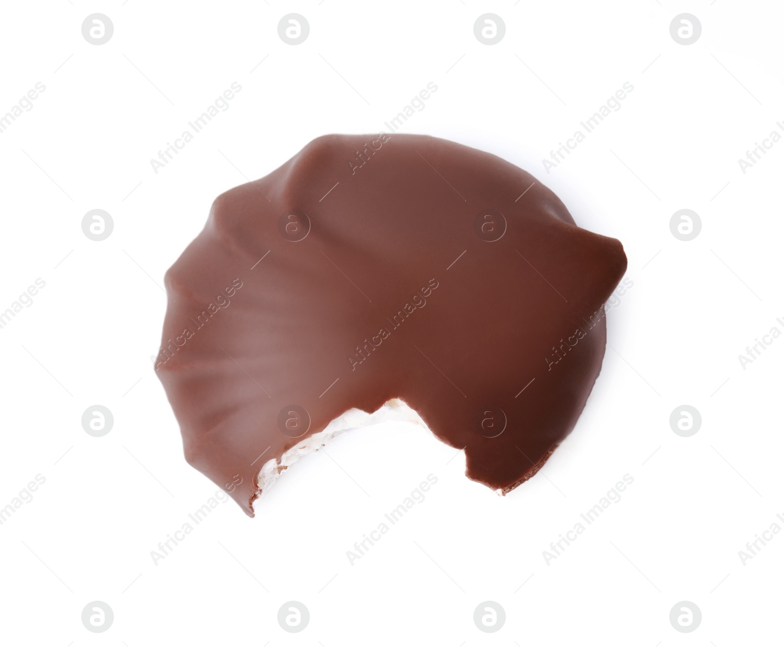 Photo of Delicious chocolate covered marshmallow isolated on white