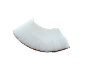 Tasty fresh coconut flake isolated on white