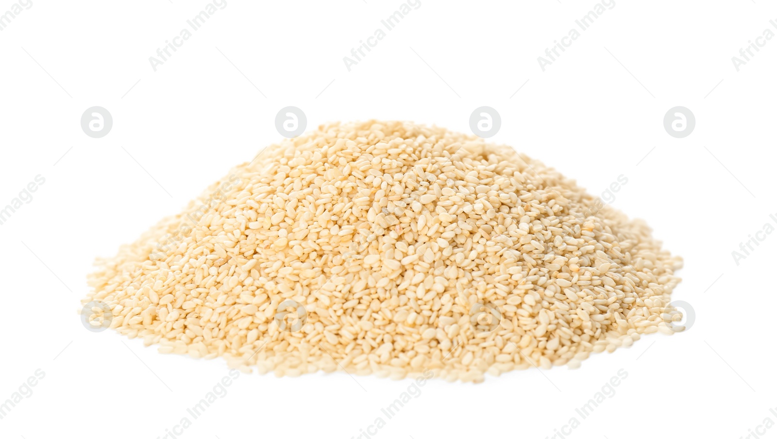 Photo of Pile of sesame seeds on white background