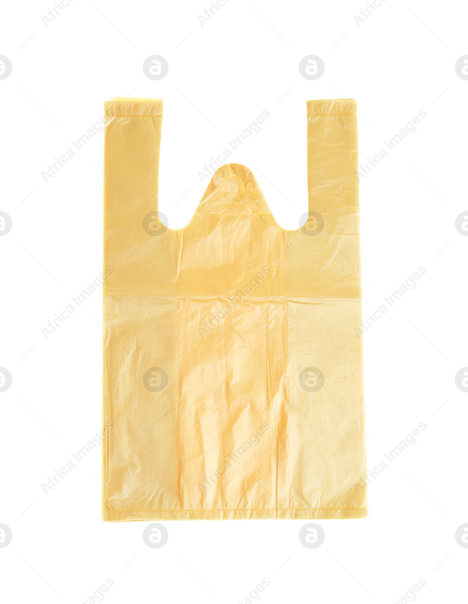 Photo of Stack of plastic bags isolated on white, top view