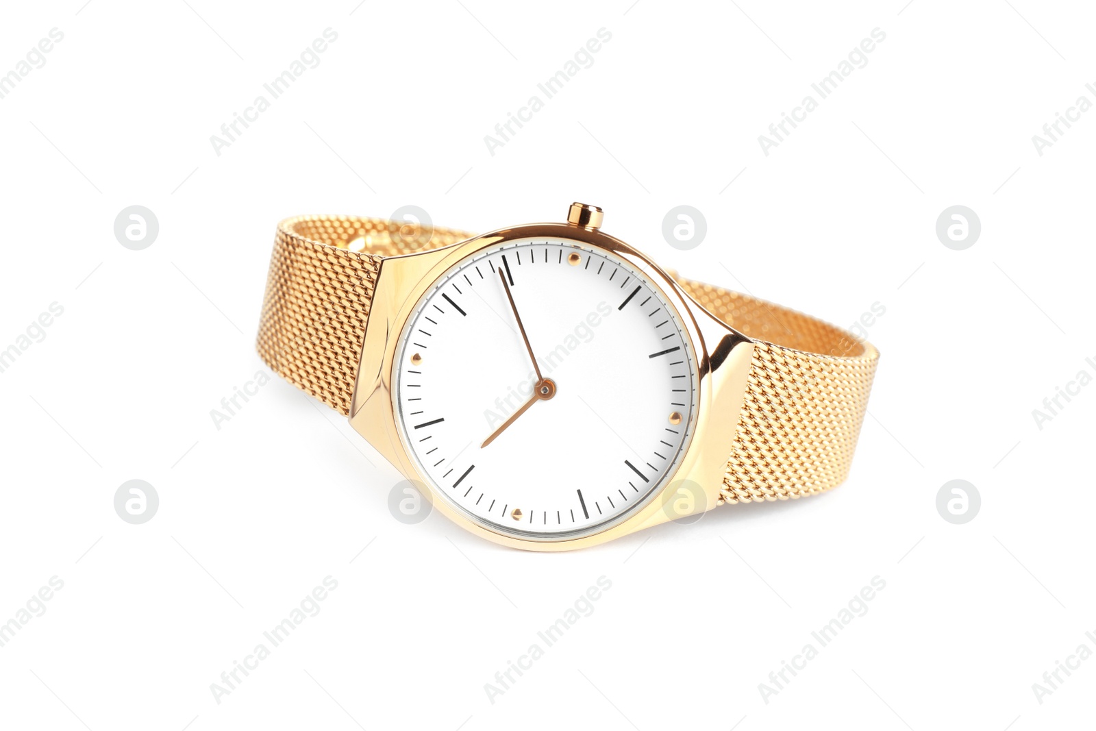 Photo of Luxury wrist watch isolated on white. Fashion accessory