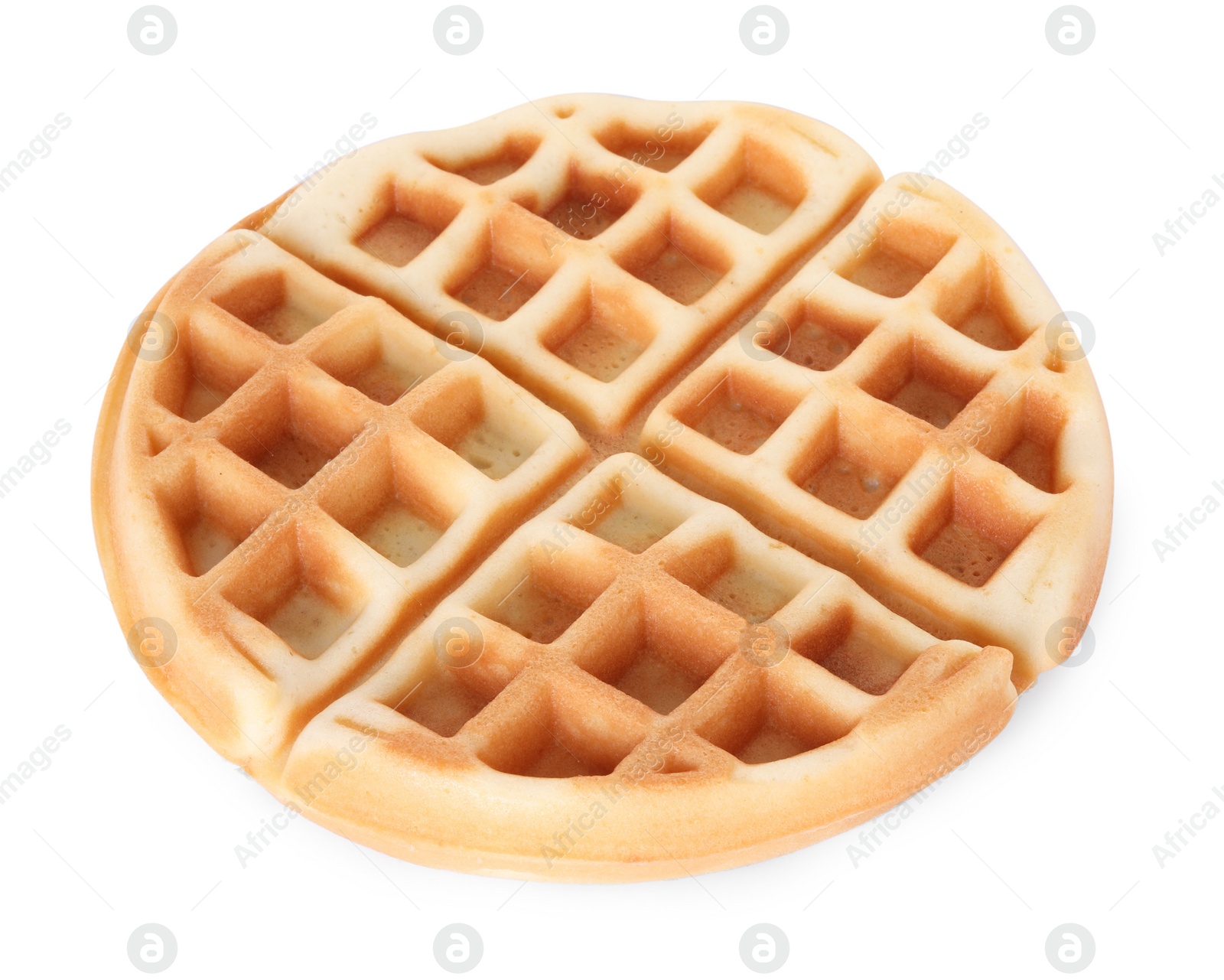 Photo of One tasty Belgian waffle isolated on white