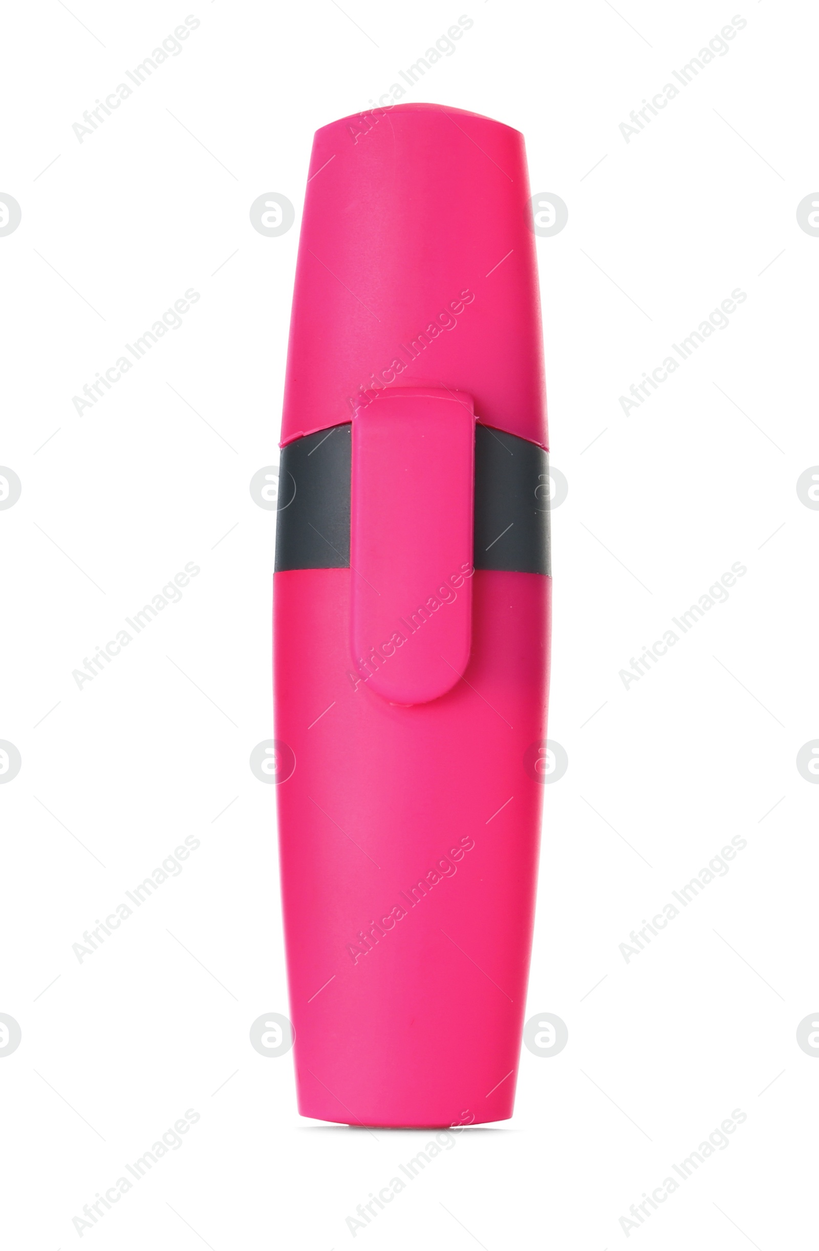 Photo of Pink highlighter isolated on white. Stationery for office