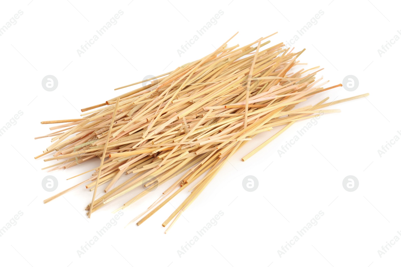 Photo of Heap of dried hay on white background