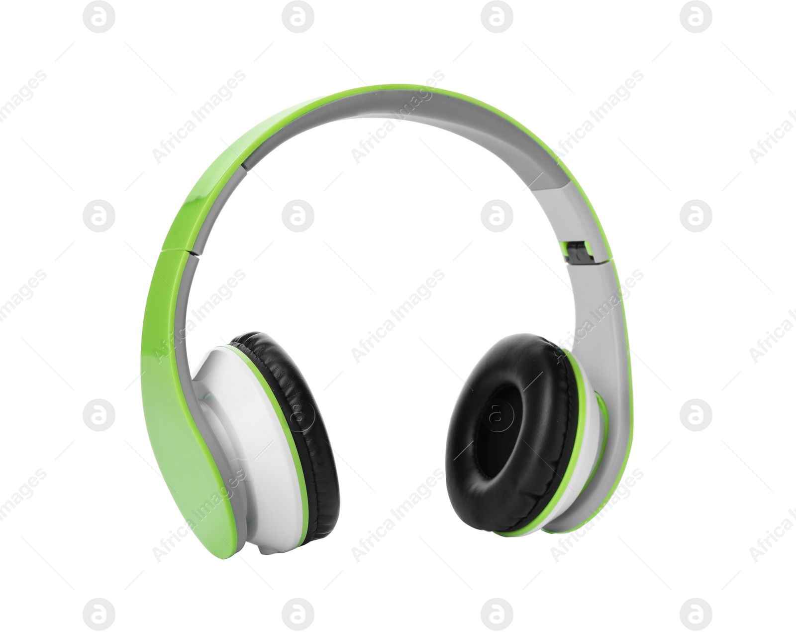 Photo of Stylish modern headphones with earmuffs on white background