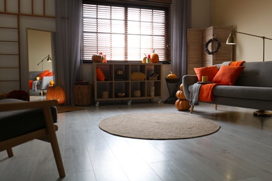 Cozy living room interior inspired by autumn colors