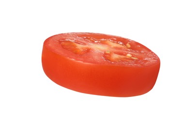 Photo of Slice of fresh ripe tomato isolated on white