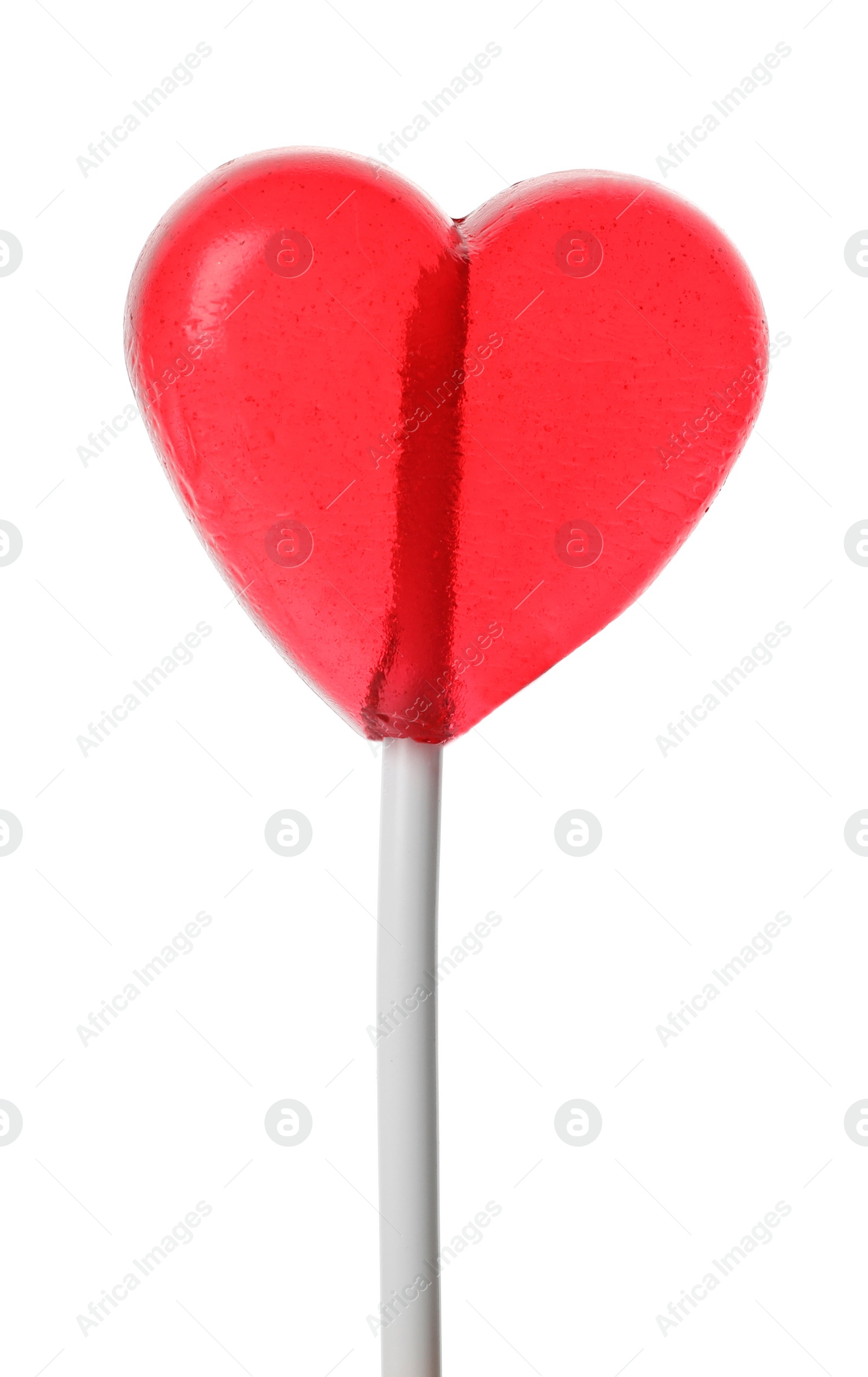 Photo of Sweet heart shaped lollipop isolated on white. Valentine's day celebration