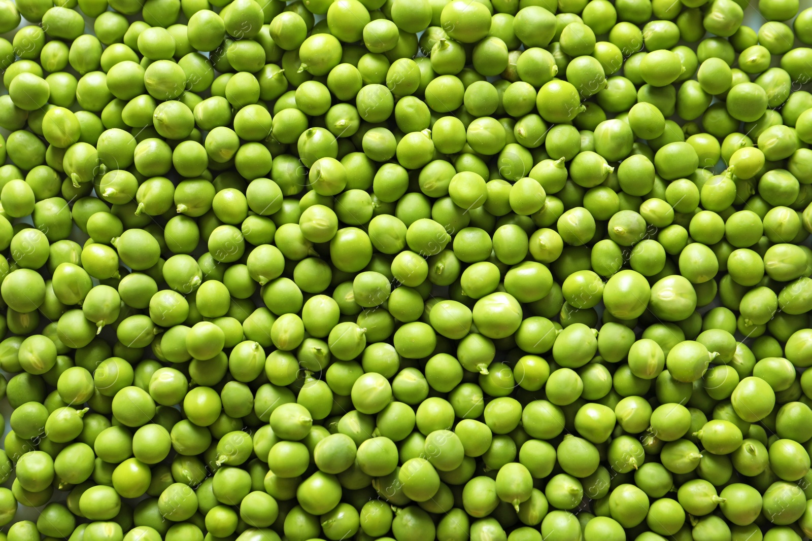 Photo of Many fresh green peas as background, top view