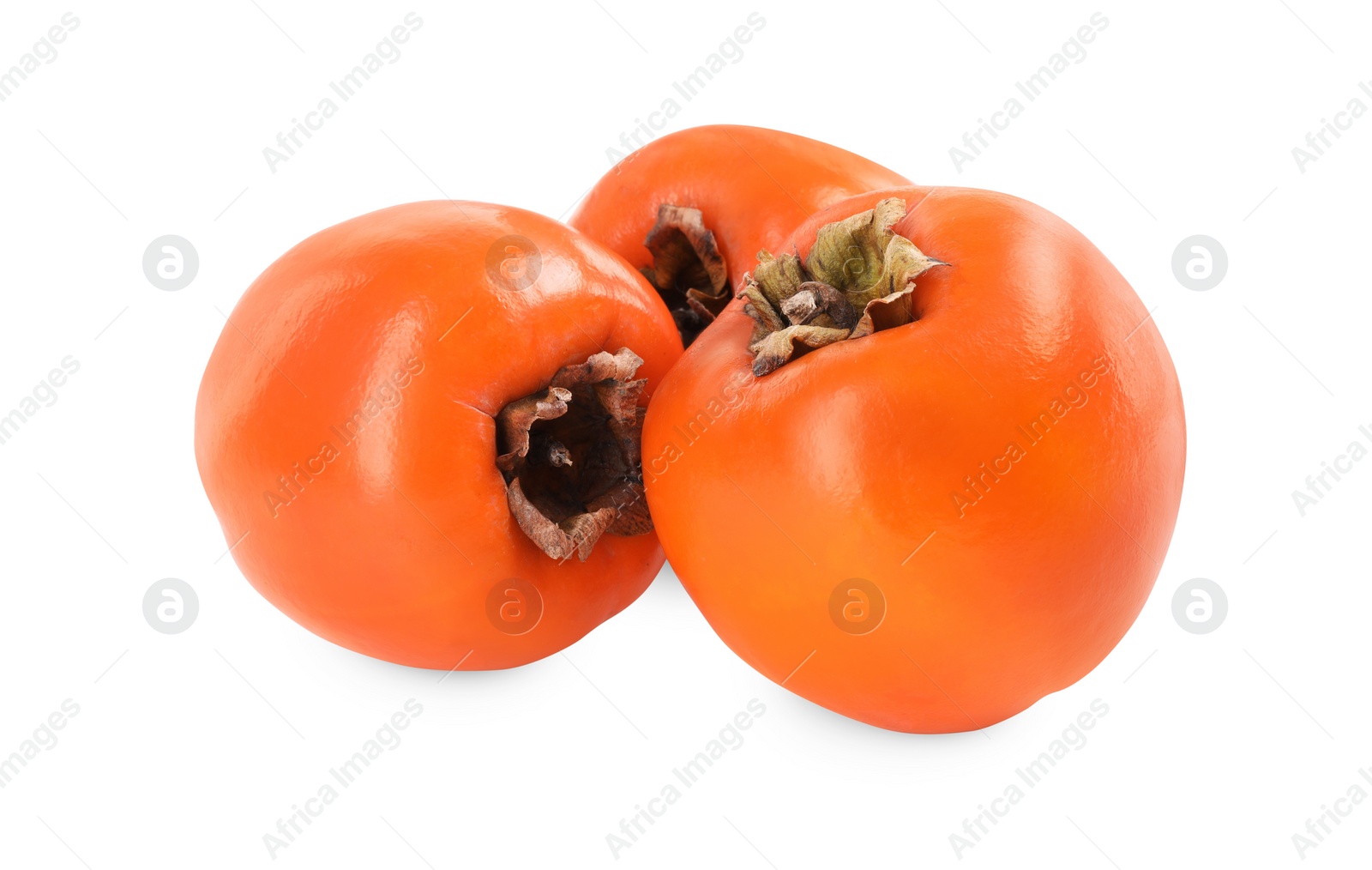 Photo of Delicious ripe juicy persimmons isolated on white