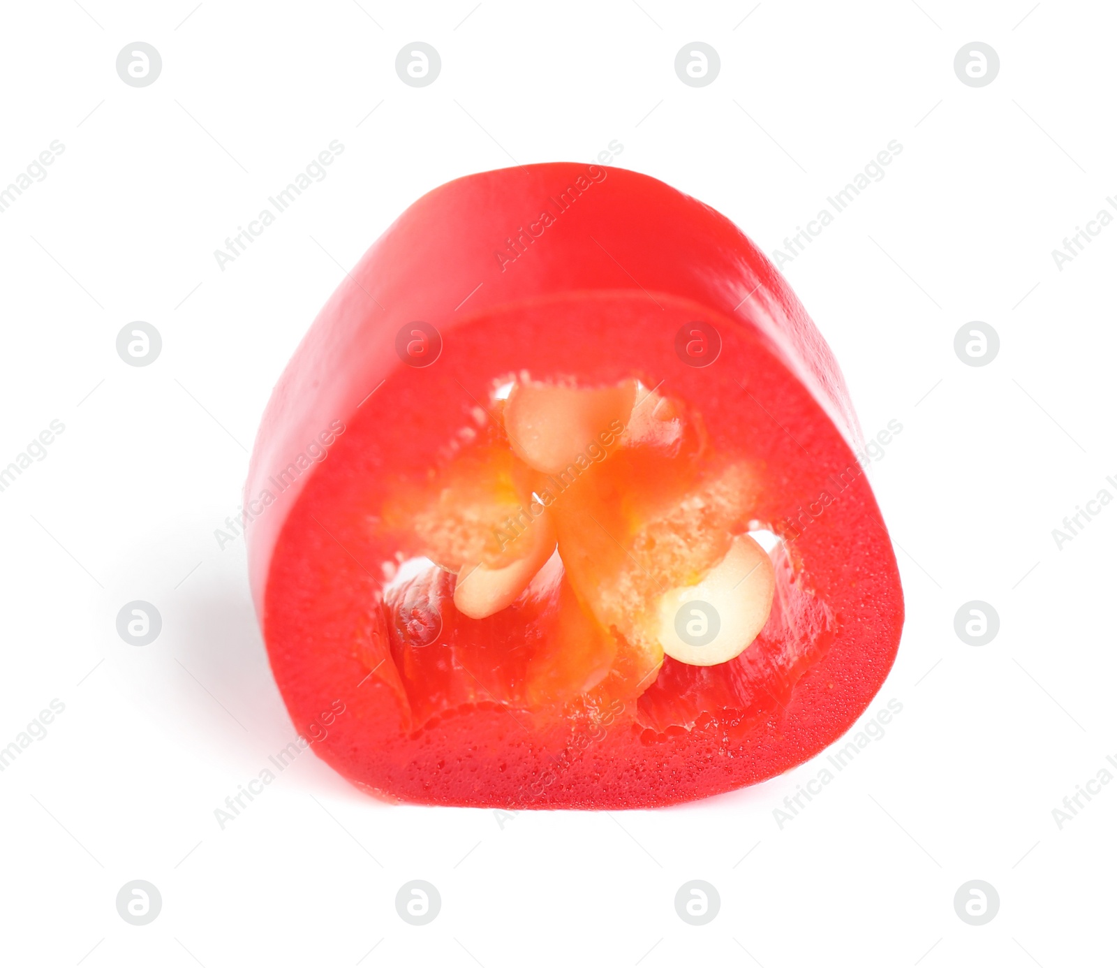 Photo of Slice of red chili pepper isolated on white