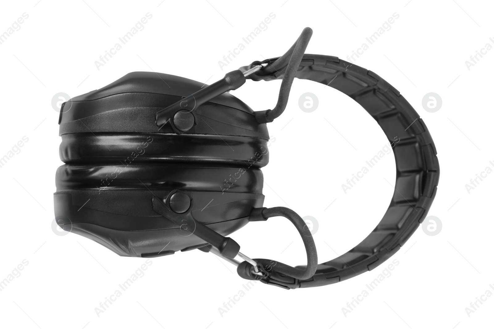 Photo of Tactical headphones on white background. Military training equipment