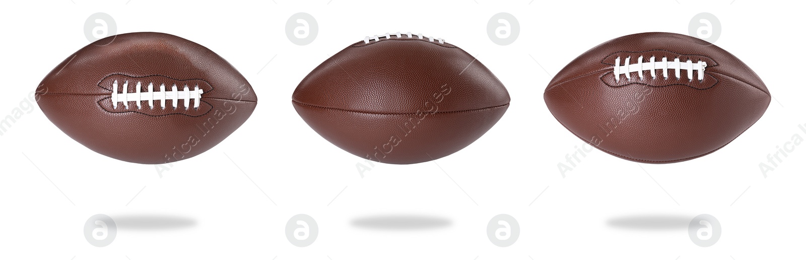 Image of American football ball isolated on white, different sides
