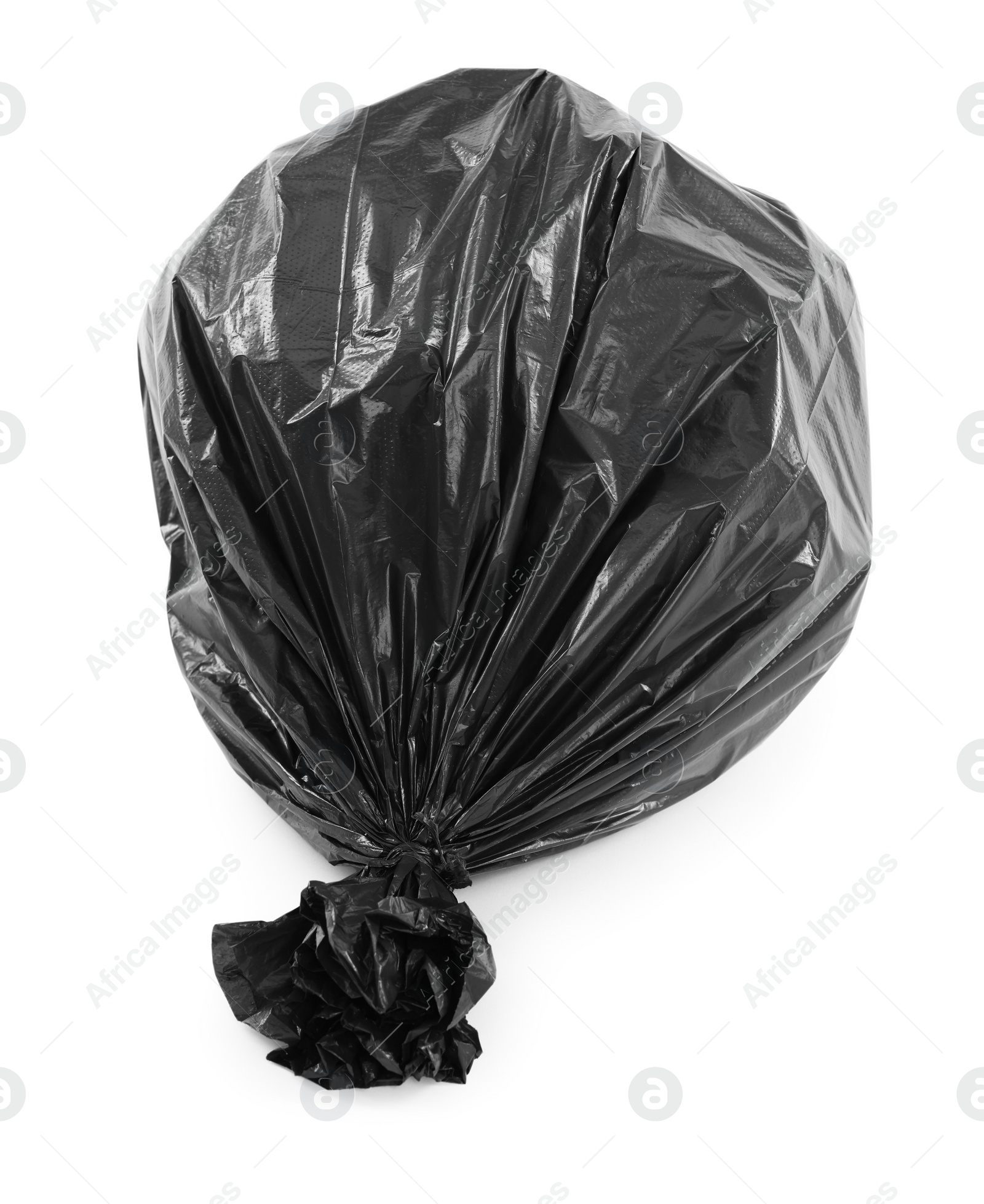 Photo of Black plastic garbage bag isolated on white