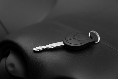 Photo of Key in new modern automobile. Car buying