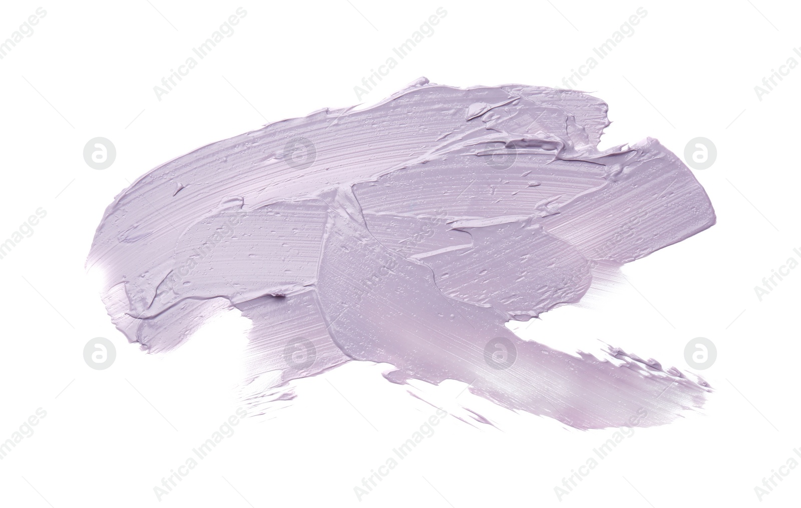 Photo of Strokes of purple color correcting concealer isolated on white, top view