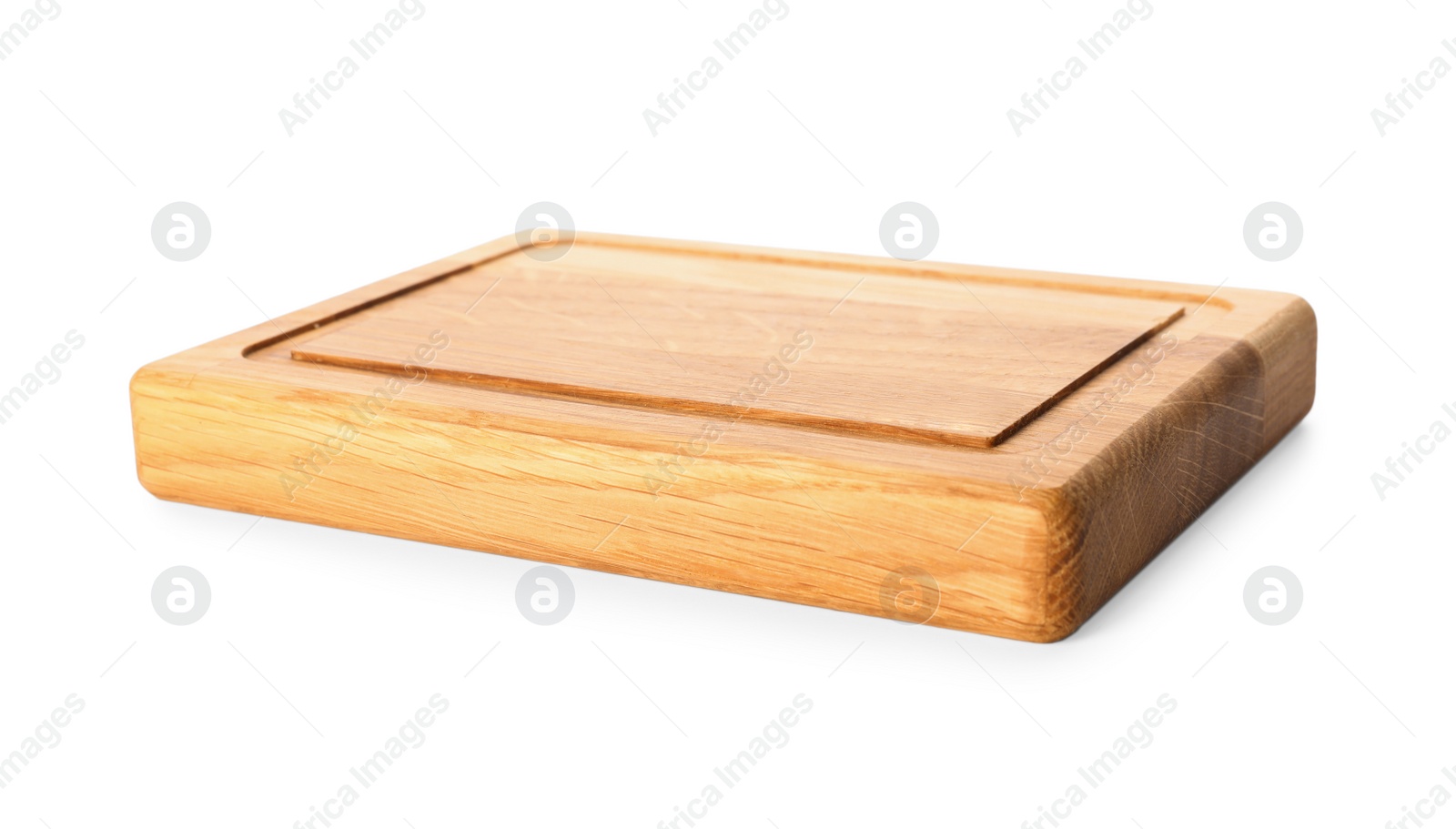 Photo of Empty clean wooden board isolated on white