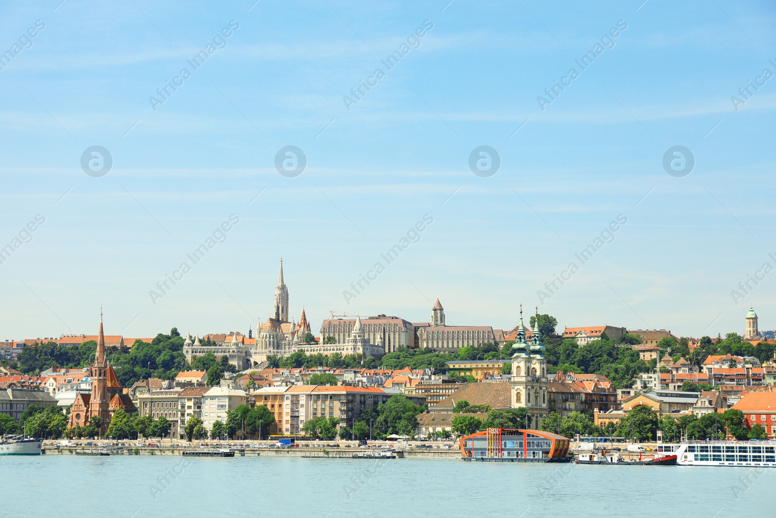 Photo of BUDAPEST, HUNGARY - JUNE 18, 2019: Beautiful view with Saint Anne Parish of Upper Watertown, Fisherman's Bastion and Matthias Church