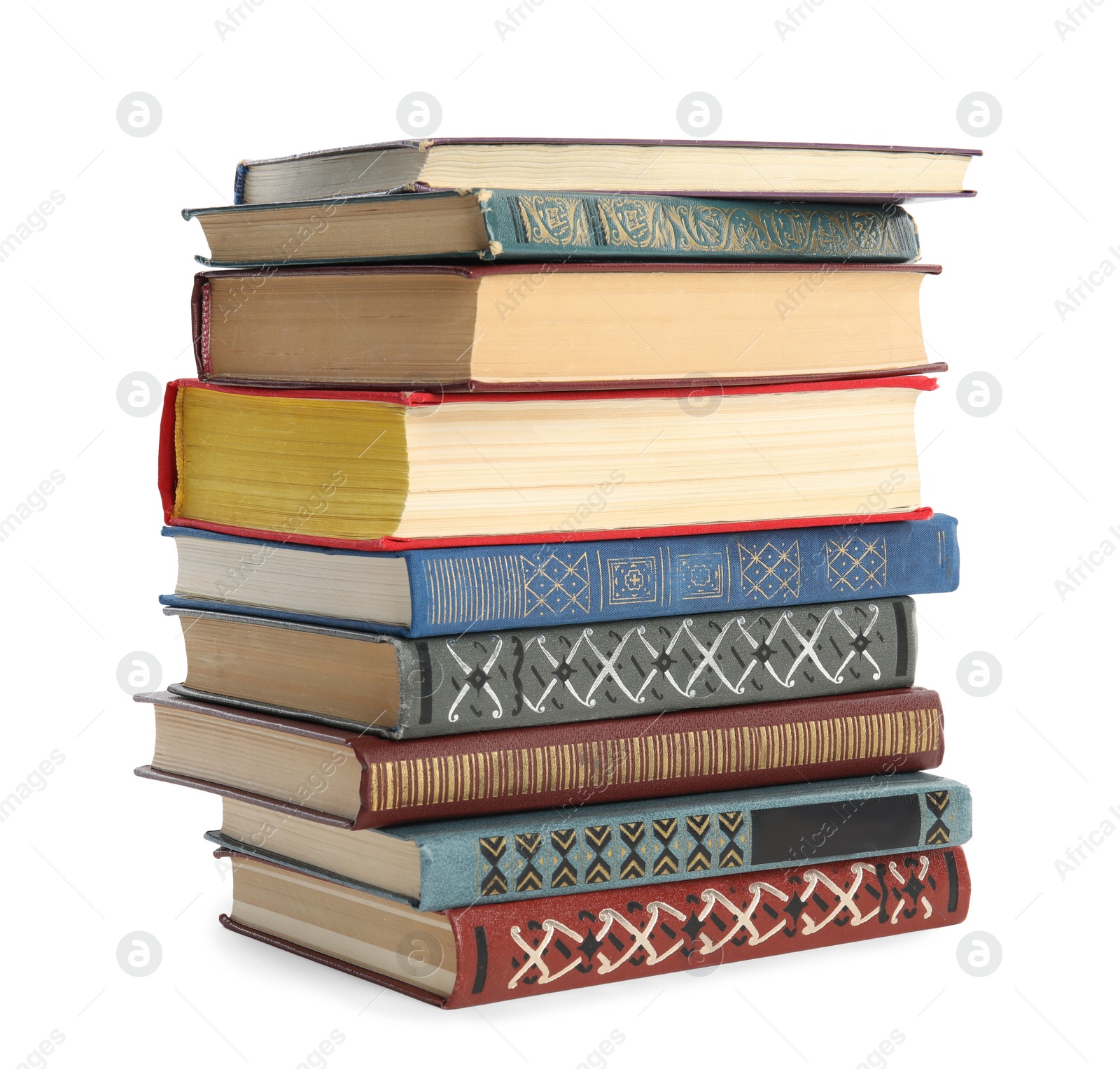 Photo of Collection of different books isolated on white