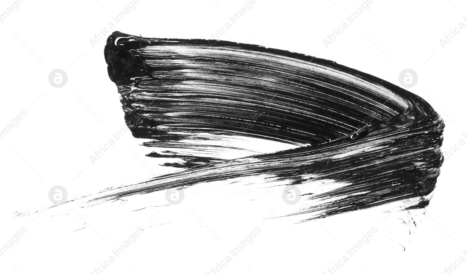 Photo of Smear of black mascara isolated on white, top view