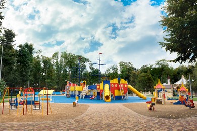 Photo of View of children's playground on autumn day