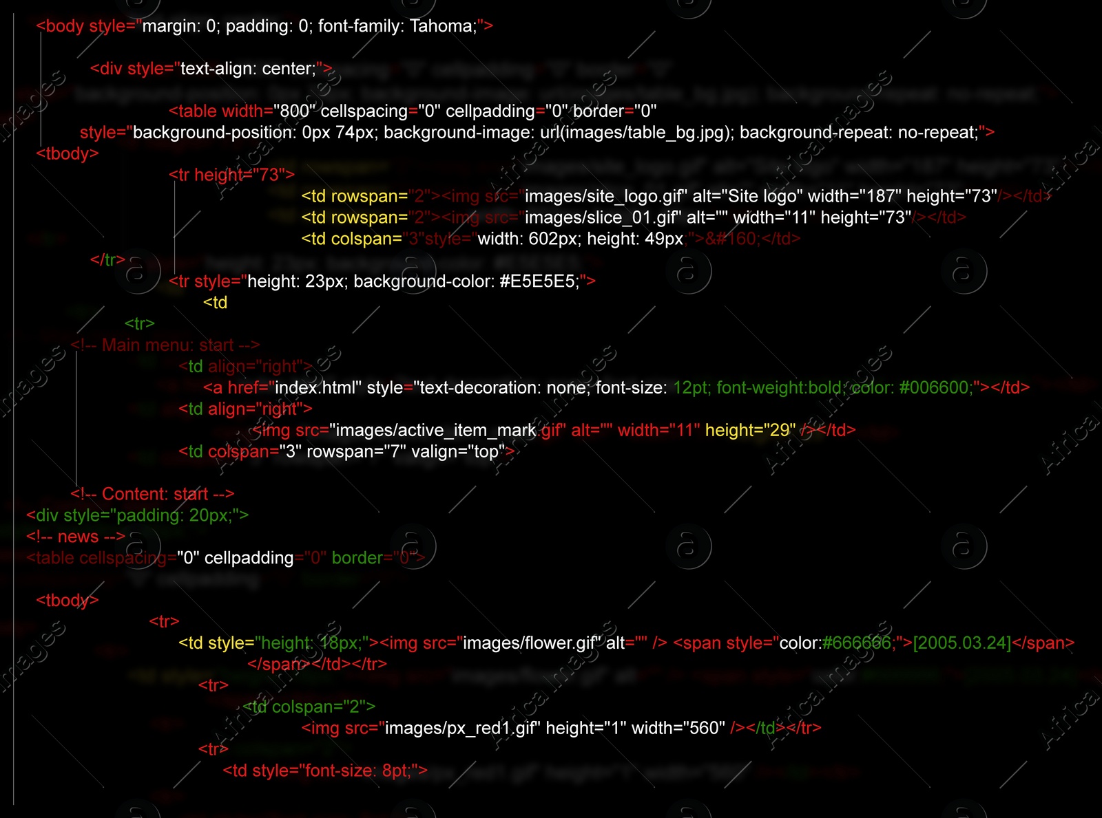 Illustration of Source code written in programming language on black background