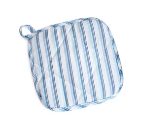 Photo of Oven potholder for hot dishes on white background, top view