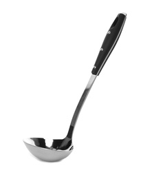 Photo of Soup ladle on white background. Kitchen utensils