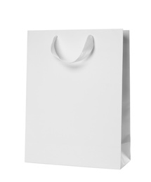 Paper shopping bag isolated on white. Mock up for design