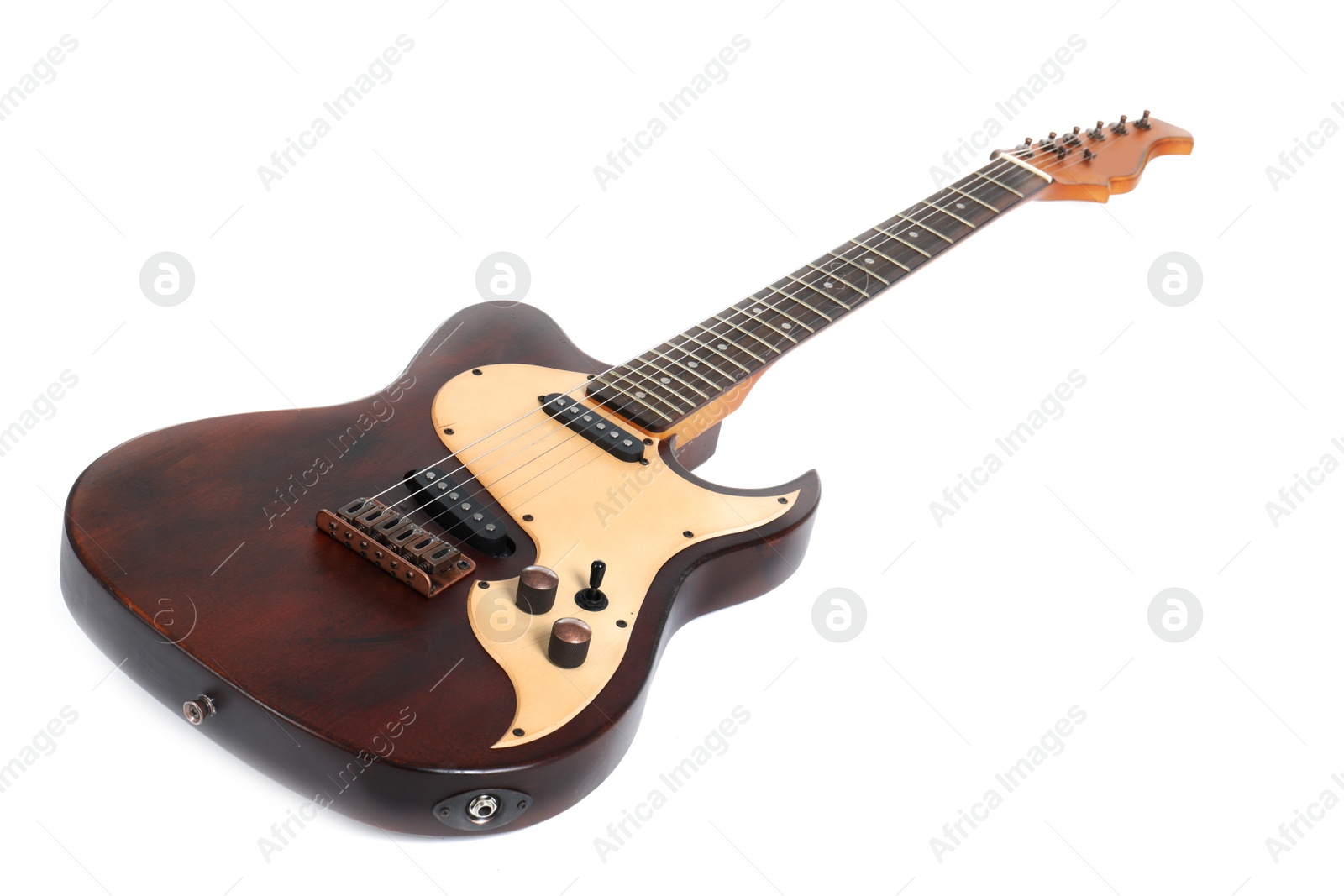 Photo of Electric guitar on white background. Musical instrument