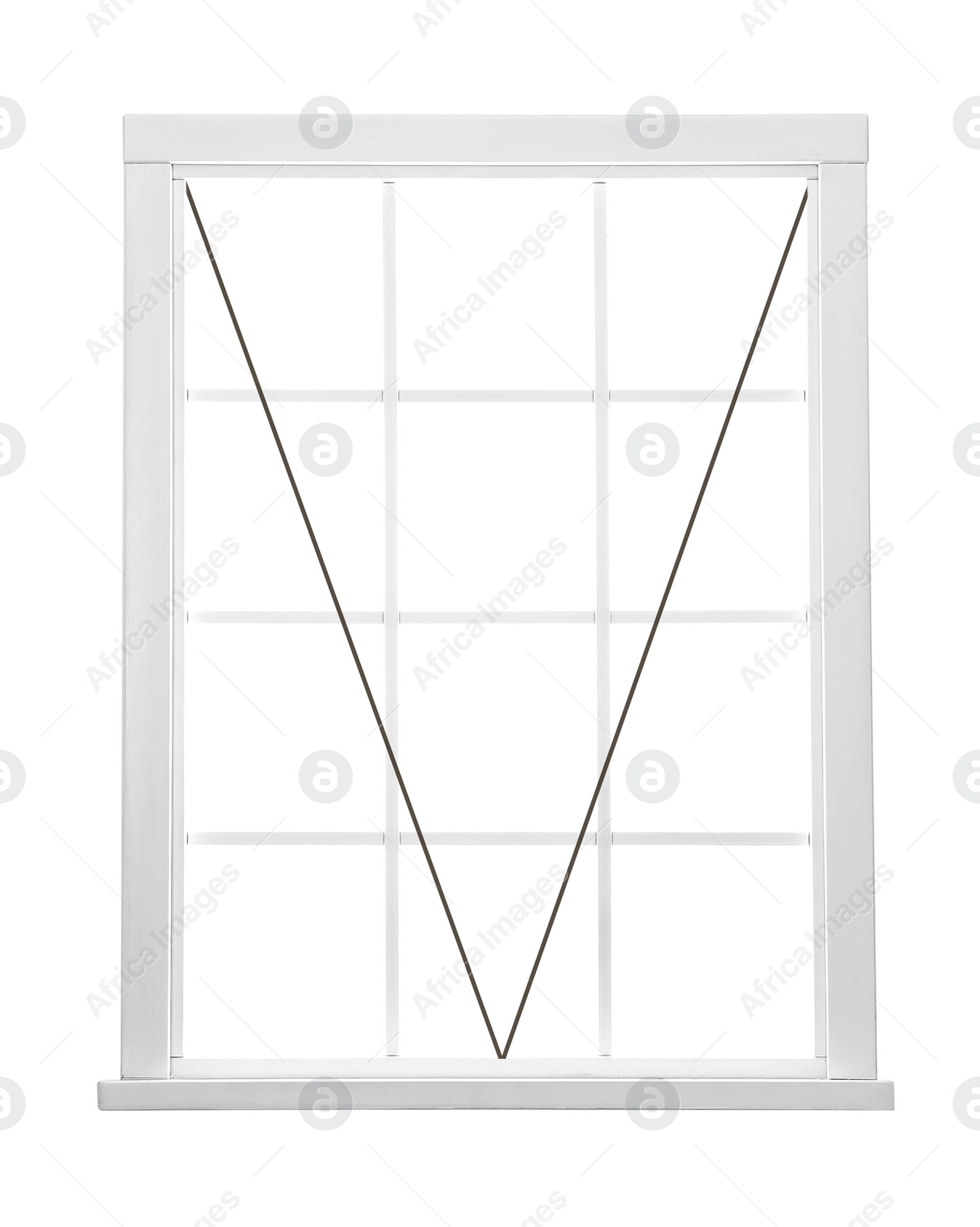 Image of Modern awning window with opening type lines on white background