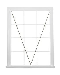 Modern awning window with opening type lines on white background