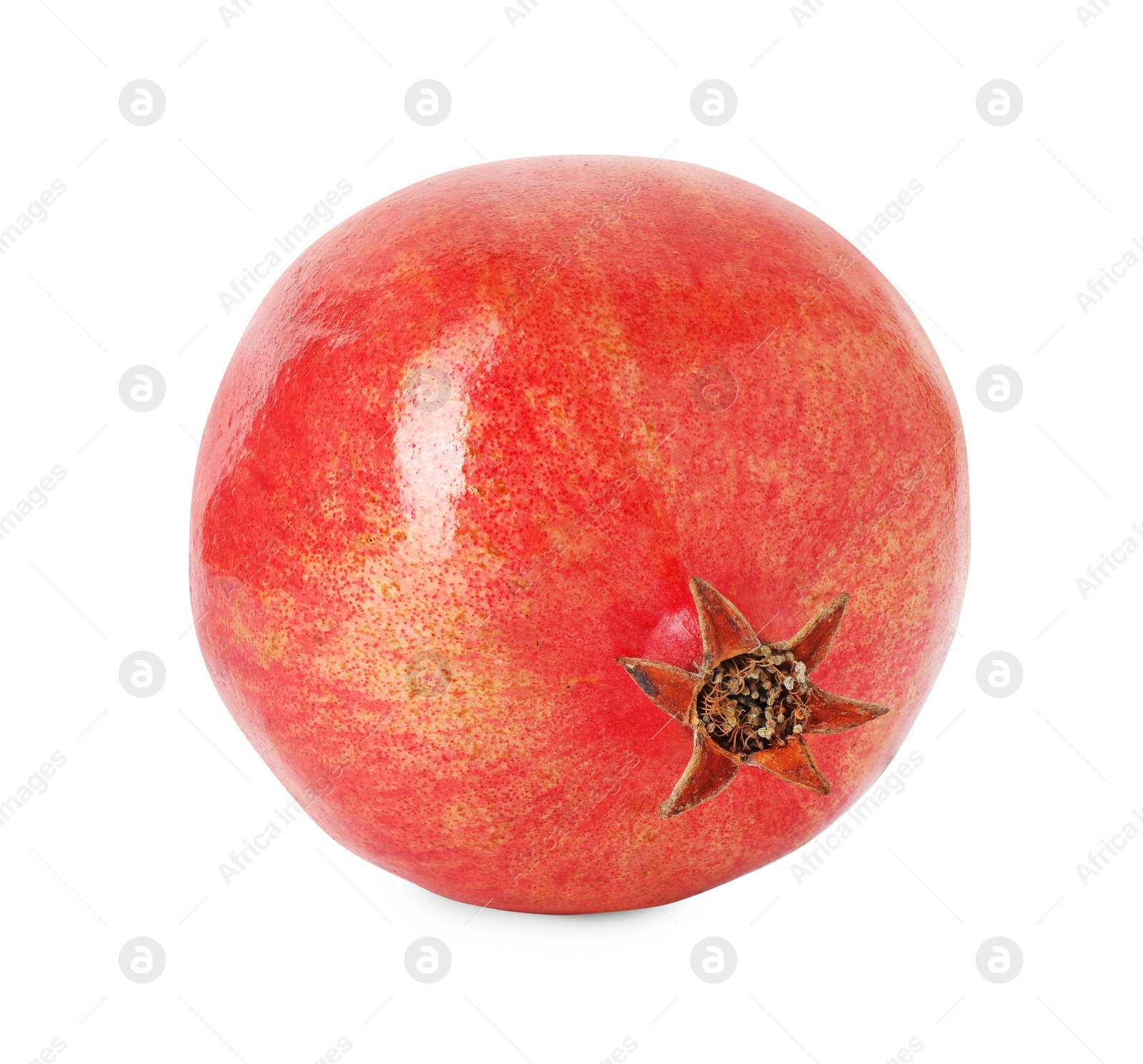 Photo of One fresh ripe pomegranate isolated on white