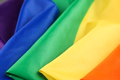 Rainbow LGBT flag as background, closeup view