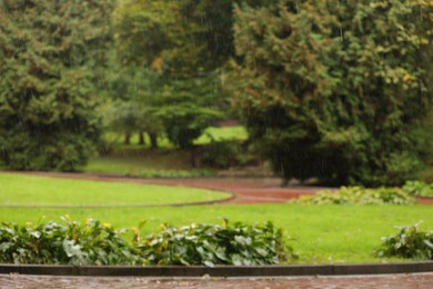 Photo of Beautiful view of park on rainy day