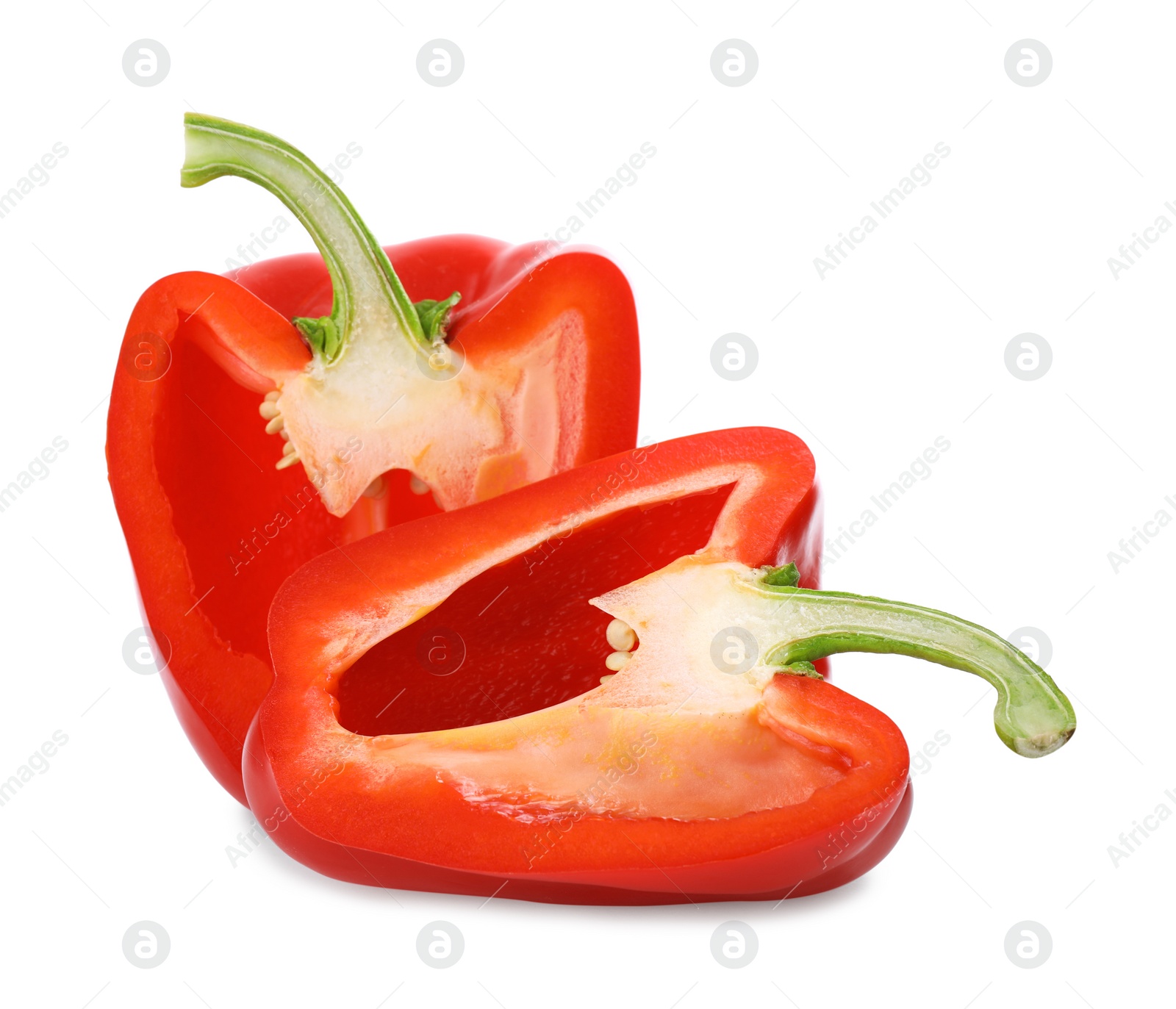 Photo of Cut red bell pepper isolated on white