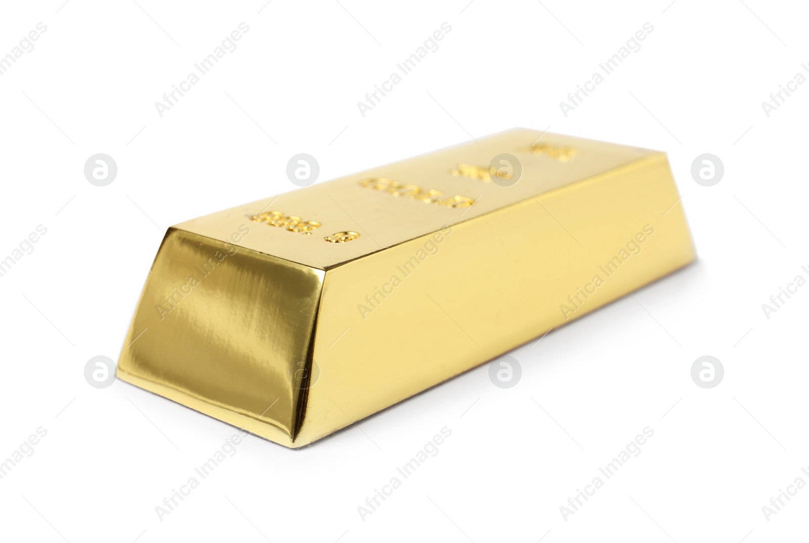 Photo of One shining gold bar isolated on white