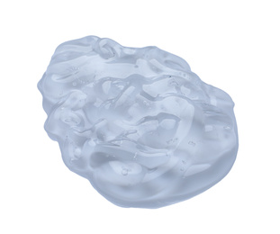 Photo of Sample of transparent cosmetic gel on white background