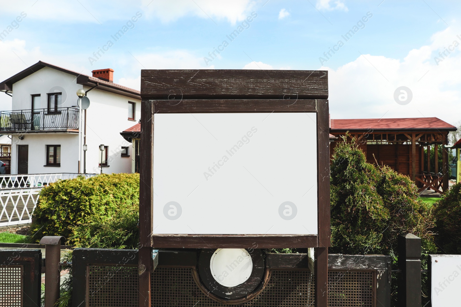 Image of Empty signboard in city. Mock-up for design